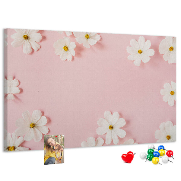 Tableau en liège Motif floral sur fond rose