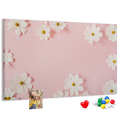 Tableau en liège Motif floral sur fond rose