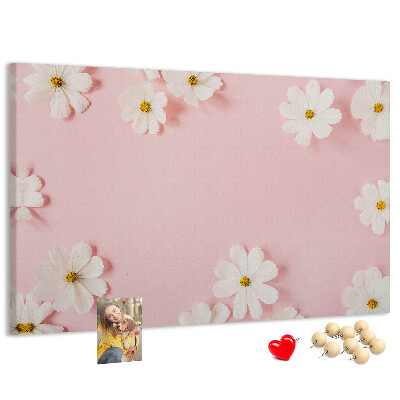 Tableau en liège Motif floral sur fond rose