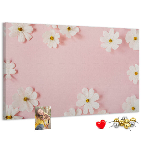 Tableau en liège Motif floral sur fond rose
