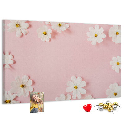 Tableau en liège Motif floral sur fond rose