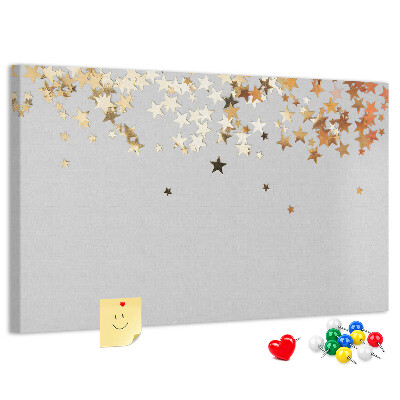 Tableau affichage liège Étoiles dorées sur fond gris