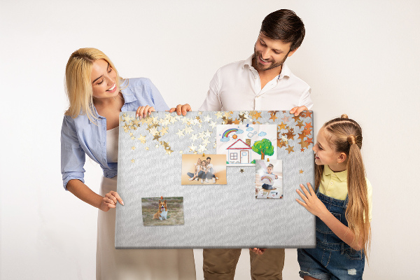 Tableau affichage liège Étoiles dorées sur fond gris