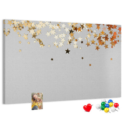 Tableau affichage liège Étoiles dorées sur fond gris