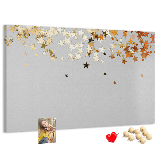 Tableau affichage liège Étoiles dorées sur fond gris