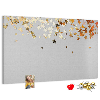 Tableau affichage liège Étoiles dorées sur fond gris