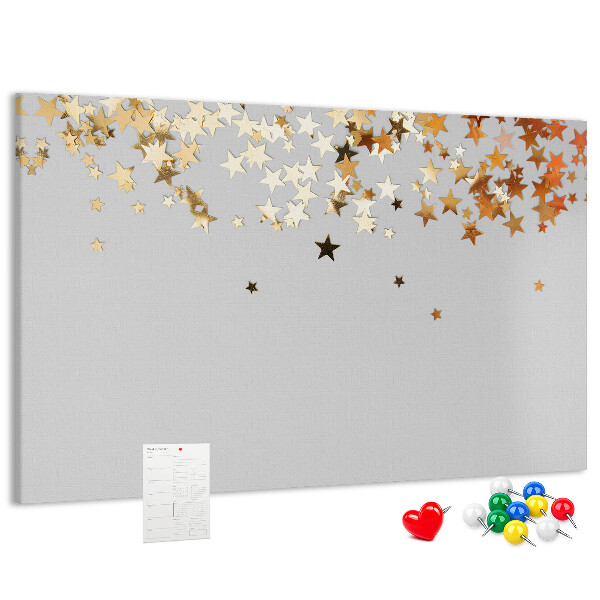 Tableau affichage liège Étoiles dorées sur fond gris