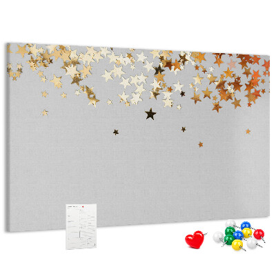 Tableau affichage liège Étoiles dorées sur fond gris