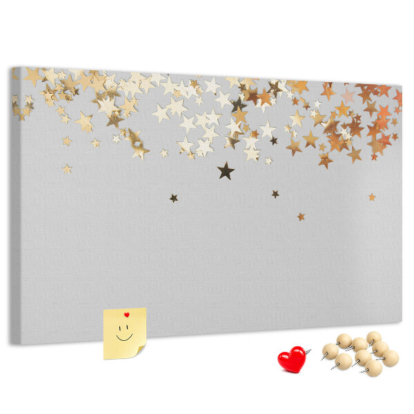 Tableau affichage liège Étoiles dorées sur fond gris