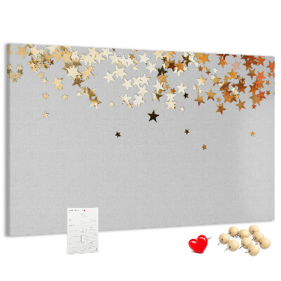 Tableau affichage liège Étoiles dorées sur fond gris