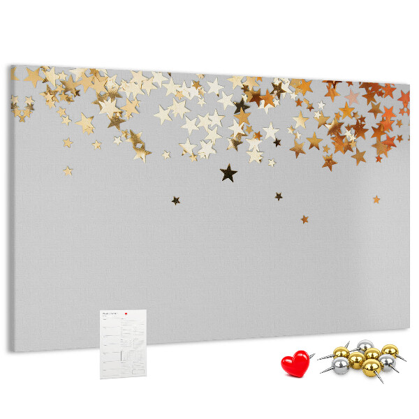 Tableau affichage liège Étoiles dorées sur fond gris