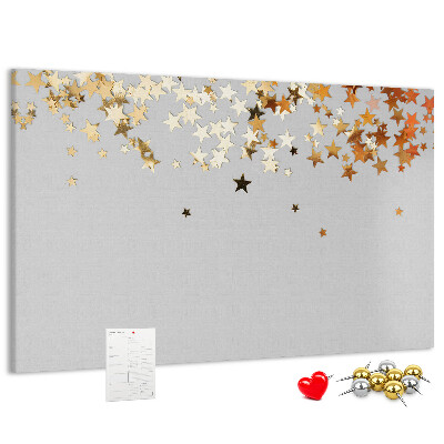 Tableau affichage liège Étoiles dorées sur fond gris