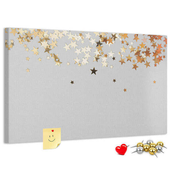 Tableau affichage liège Étoiles dorées sur fond gris
