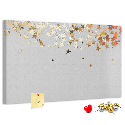 Tableau affichage liège Étoiles dorées sur fond gris