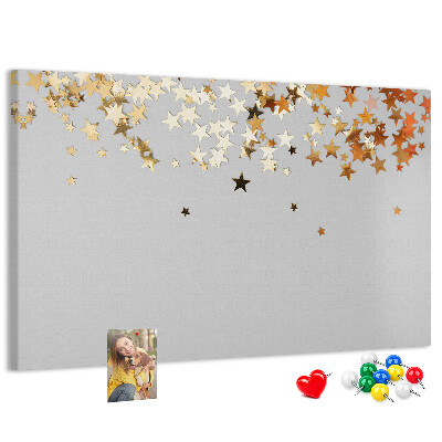 Tableau affichage liège Étoiles dorées sur fond gris