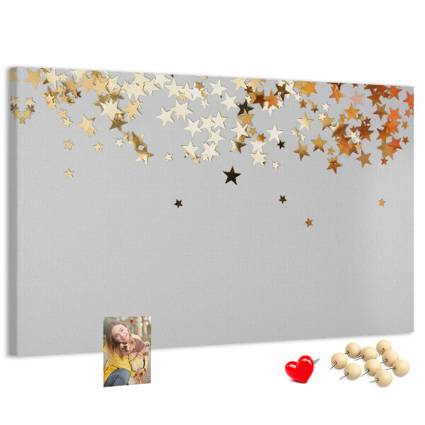 Tableau affichage liège Étoiles dorées sur fond gris