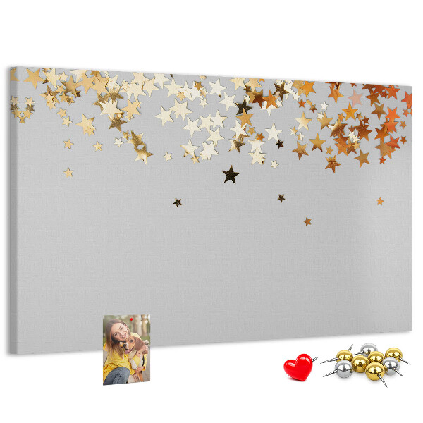 Tableau affichage liège Étoiles dorées sur fond gris