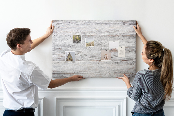 Tableau de liège Bois rustique avec finition blanche