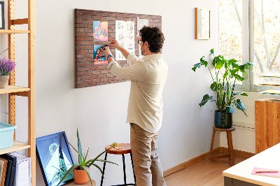 Tableau en liège Mur de briques aux teintes chaudes