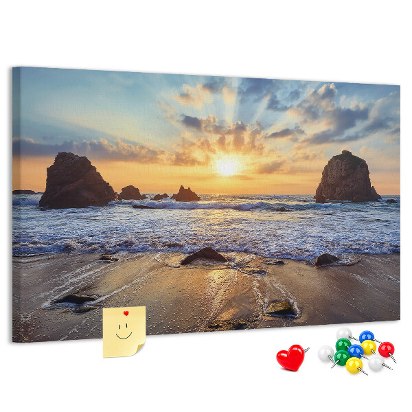 Tableau affichage liège Coucher de soleil sur la mer calme