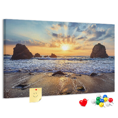 Tableau affichage liège Coucher de soleil sur la mer calme
