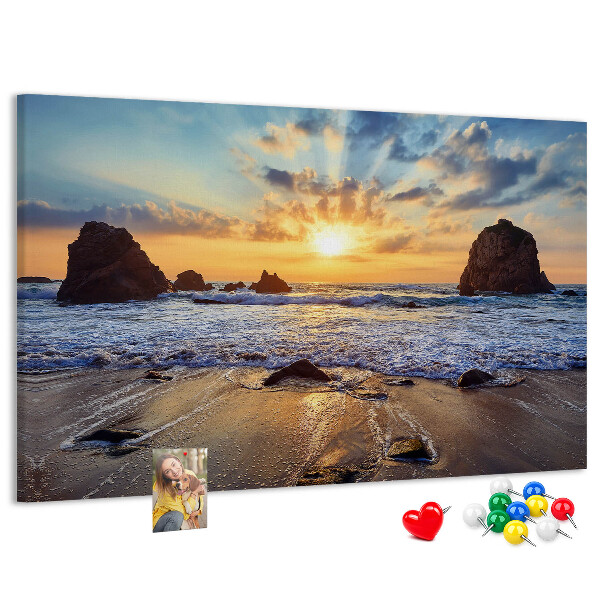 Tableau affichage liège Coucher de soleil sur la mer calme