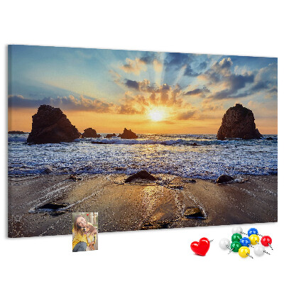 Tableau affichage liège Coucher de soleil sur la mer calme