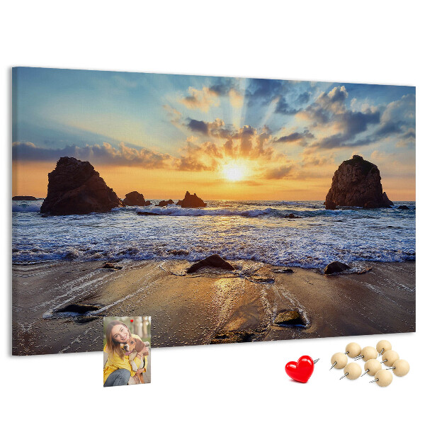 Tableau affichage liège Coucher de soleil sur la mer calme