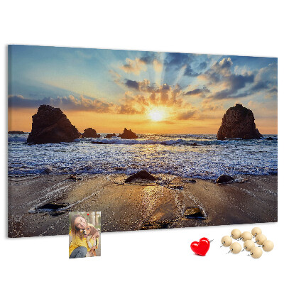 Tableau affichage liège Coucher de soleil sur la mer calme