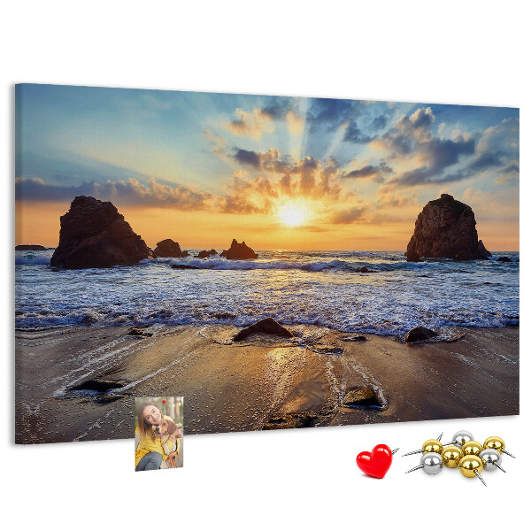 Tableau affichage liège Coucher de soleil sur la mer calme