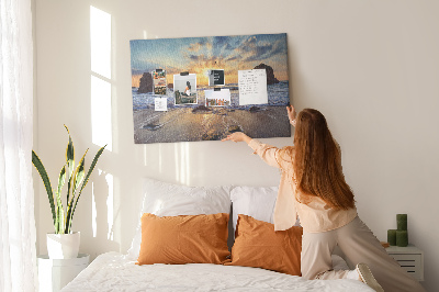 Tableau affichage liège Coucher de soleil sur la mer calme