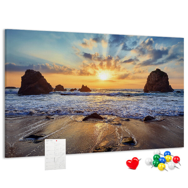 Tableau affichage liège Coucher de soleil sur la mer calme