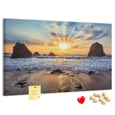 Tableau affichage liège Coucher de soleil sur la mer calme