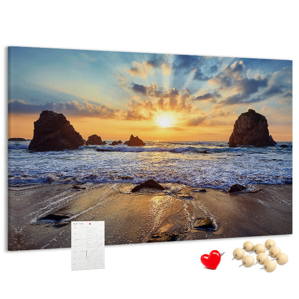 Tableau affichage liège Coucher de soleil sur la mer calme