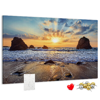 Tableau affichage liège Coucher de soleil sur la mer calme