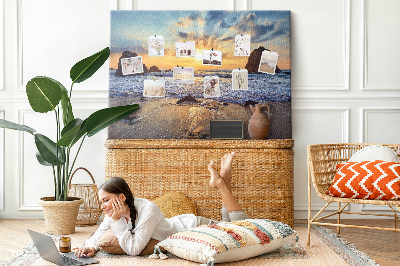 Tableau affichage liège Coucher de soleil sur la mer calme