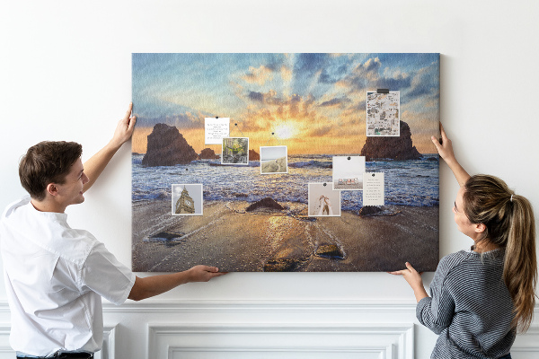 Tableau affichage liège Coucher de soleil sur la mer calme