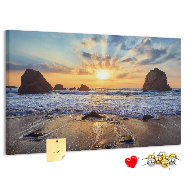 Tableau affichage liège Coucher de soleil sur la mer calme