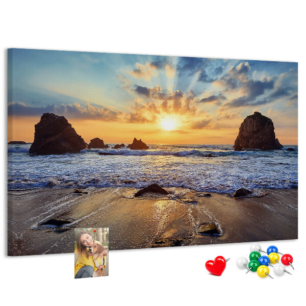 Tableau affichage liège Coucher de soleil sur la mer calme