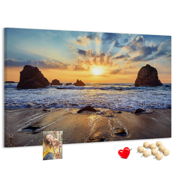 Tableau affichage liège Coucher de soleil sur la mer calme
