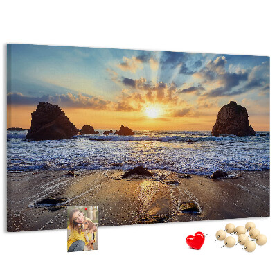 Tableau affichage liège Coucher de soleil sur la mer calme