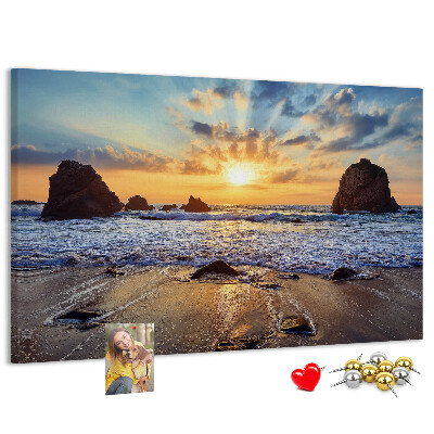 Tableau affichage liège Coucher de soleil sur la mer calme
