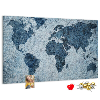Tableau de liège Carte du monde antique dans des tons de bleu