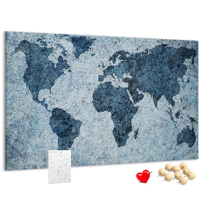 Tableau de liège Carte du monde antique dans des tons de bleu