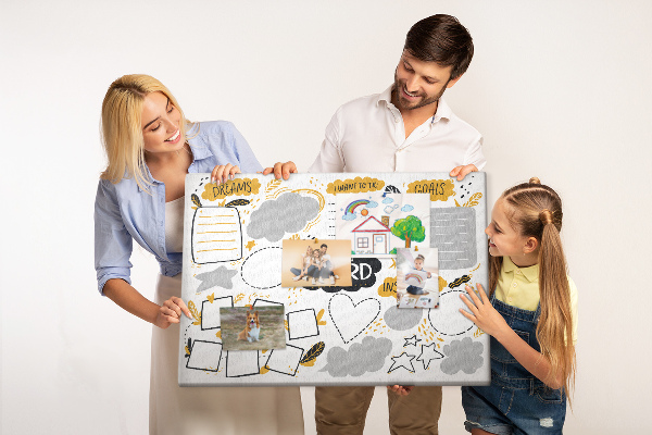 Tableau en liège Tableau de visualisation avec des lieux et des objectifs