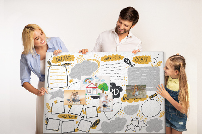 Tableau en liège Tableau de visualisation avec des lieux et des objectifs