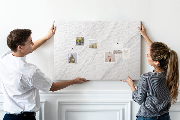 Tableau affichage liège Élégant motif marbré dans des tons de gris