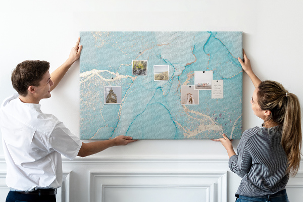 Tableau en liège Motifs de marbre bleu aux veinures délicates
