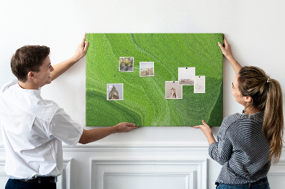 Tableau affichage liège Vagues vertes aux lignes délicates.