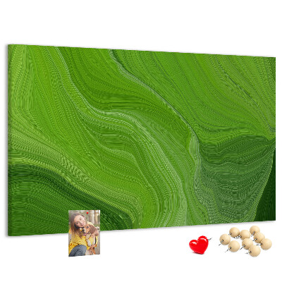 Tableau affichage liège Vagues vertes aux lignes délicates.